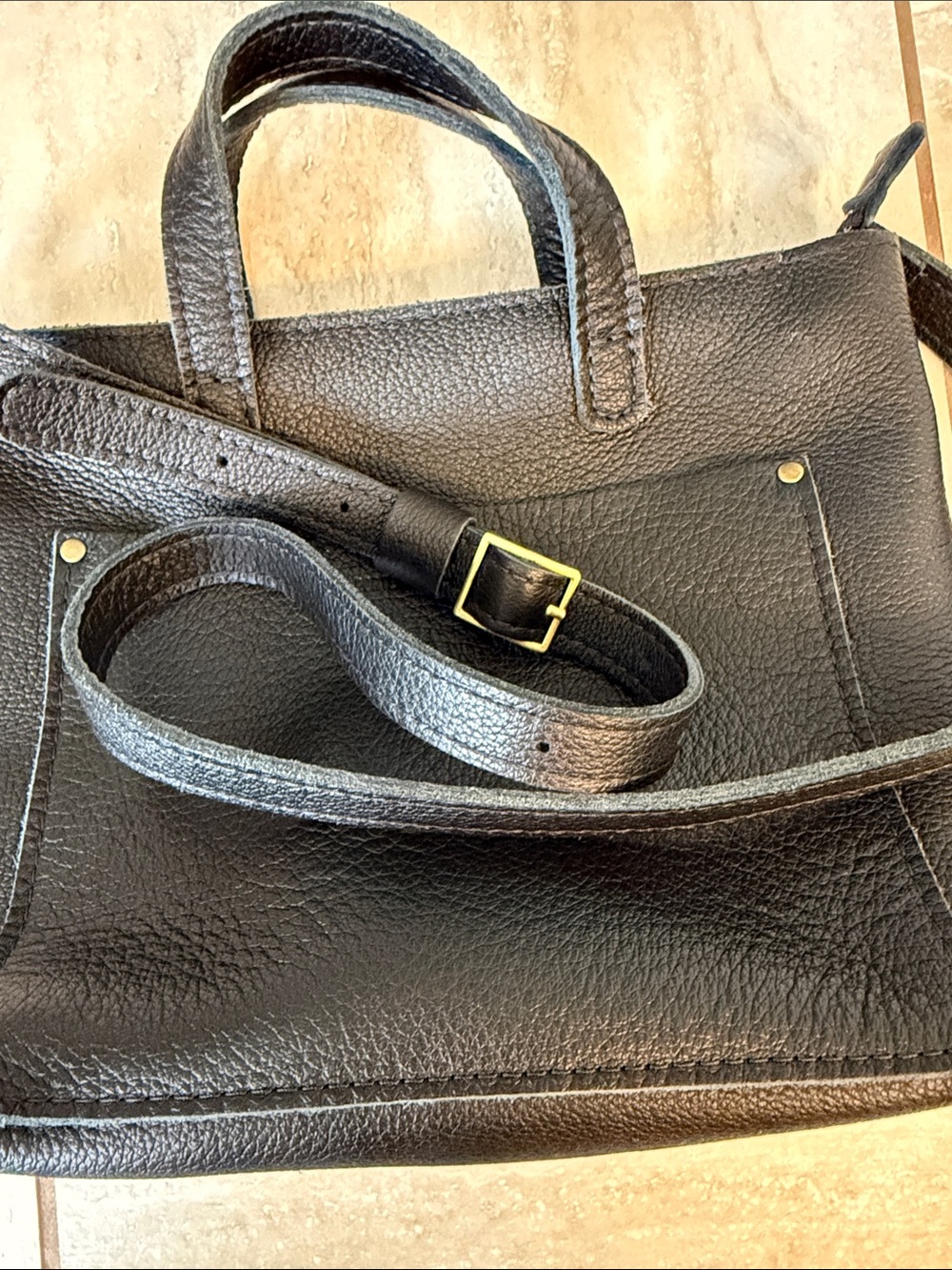 Portland Leather Goods Mini Zippered Crossbody Tote Pebbled - Picture 6 of 16